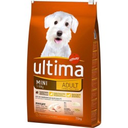 Ultima Croquettes Chiens Adult Mini 1-10 Kg Poulet Riz Grand Format 7,5Kg (lot de 2)