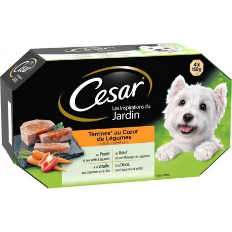 CESAR Barquettes en terrine cœur de légumes - 4 variétés 4X150g 600g