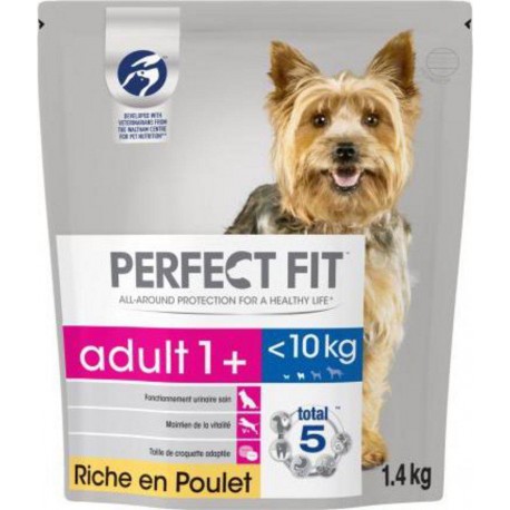 Perfect Fit Croquettes Chiens Adult 1+ moins de 10 Kg Riche en Poulet 1,4Kg