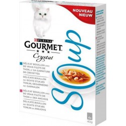 Gourmet - Bouillons Crystal Soup Thon et Crevettes pour Chat - 4x40g