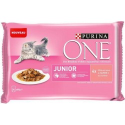 PURINA ONE Junior - Sachet fraîcheur au saumon - Pour chaton de 1 à 12 mois 4X85g