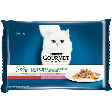 GOURMET Repas pour chat Les filettines avec des légumes 4 Variétés 4x85g