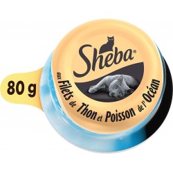 Sheba Dôme filets de Thon et Poisson de l'Océan 80g