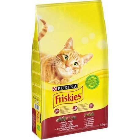 FRISKIES Croquettes - Au bœuf, poulet et aux légumes - Pour chat adulte - 7,5Kg