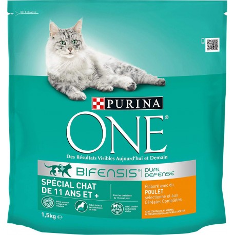 Purina One Spécial Chat de 11 ans et au Poulet et aux Céréales Complètes 1,5Kg