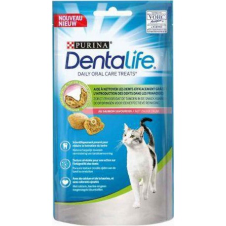 Purina Dentalife Friandises Bucco-Dentaire pour Chat au Saumon Savoureux 40g