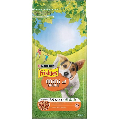 Friskies Mini Menu Vitafit Croquettes pour Chien Adulte au Poulet et aux Légumes 2 Kg (lot de 2)