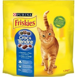 Friskies Croquettes Croc & Tendre au Saumon Thon et aux Légumes 1,5 Kg (lot de 3)