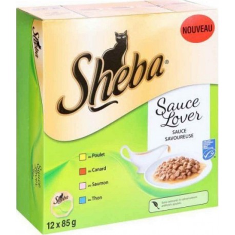 Sheba Sauce Lover Sauce Savoureuse au Poulet Canard Saumon Thon 85g par 12 rations (lot de 5 soit 60 rations)