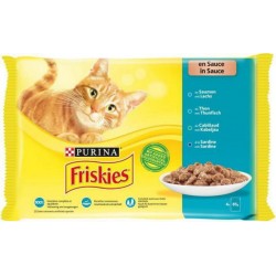 Friskies Aliment pour Chat en Sauce 4 Poissons 85g par 4 rations (lot de 2)