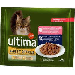 ULTIMA Chat Appétit Difficile au Saumon et Truite 4x85gr