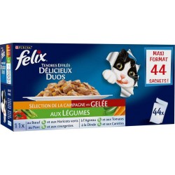 FELIX Chat Sachet Repas Effilés Gélée Viandes Legumes 100g x44