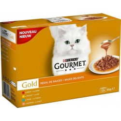 Gourmet Chat Patée en Sauce Assortiments Viandes et Poissons 12x85g