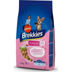 BREKKIES Chats Junior Croquettes au Poulet Légumes Riz 1,5Kg