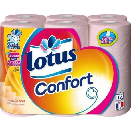 Lotus Confort Rose Et Blanc 12 Rouleaux