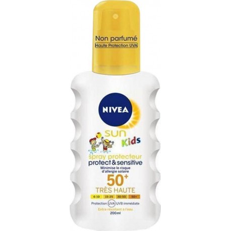 Nivea Sun Kids Spray Protect Et Sensitive FPS50 200ml (lot de 2)