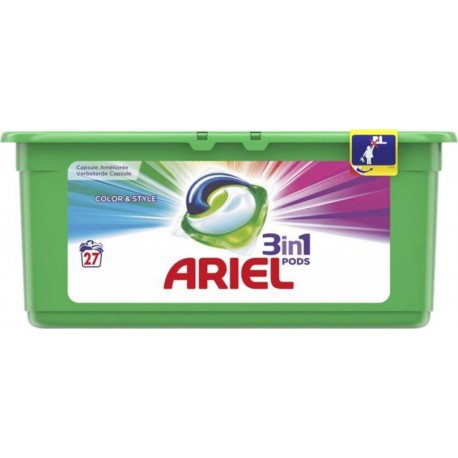 Ariel Pods 3 en 1 Color 27 Capsules (lot de 2)