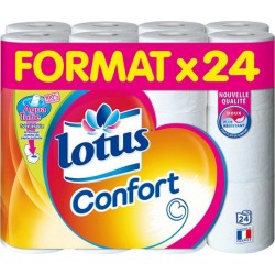 Lotus Confort Papier Toilette Aquatube Blanc 24 Rouleaux