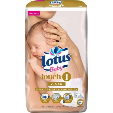Lotus Couches Baby Touch 1 (2-5Kg) X44 (lot de 2)