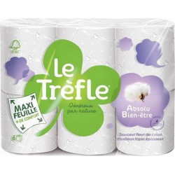 Le Trèfle Papier Toilette Maxi Feuille Absolu Bien-Être 6 rouleaux (lot de 3)
