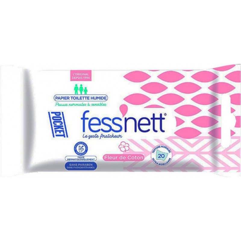 Fess'nett Fess’nett Papier Toilette Humide Fleur De Coton 20 Lingettes (lot  de 6) 
