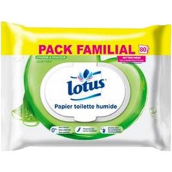Lotus Papier Toilette Humide Aloé Véra Pack Familial 80 Lingettes (lot de 6)