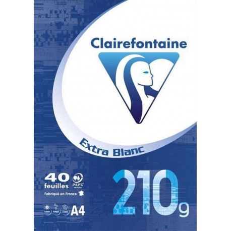 Clairefontaine Ramette 40 Feuilles Extra Blanc 210g Format A4 (lot de 2)