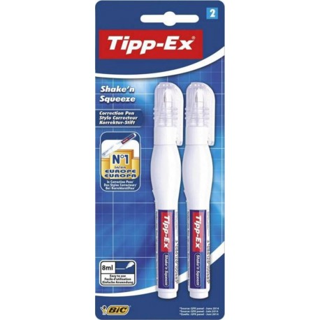 Bic Tipp-Ex Shake’n Squeeze Stylo Correcteur 8ml par 2 (lot de 2 soit 4 stylos)