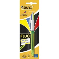 Bic Stylo Bille 4 Colours Fluo Encre Jaune (lot de 3 stylos)