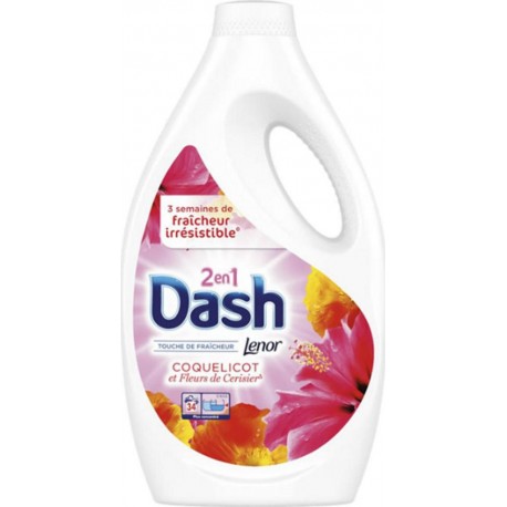 Dash Lenor Liquide Coquelicot Et Fleurs De Cerisier 1,870L (lot de 2) 