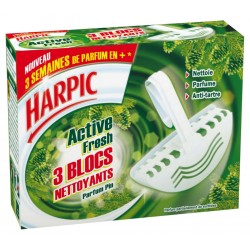 Harpic Active Fresh 3 blocs Nettoyans Parfum Pin en trio (lot de 12 blocs)