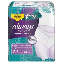 Always Discreet Underwear Culottes Taille Basse Normal M x12 (lot de 2)