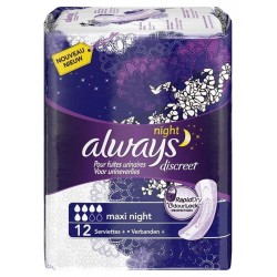Always Discreet Serviettes Pour Fuites Urinaires Maxi Night x12 (lot de 2)