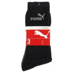 Puma Mi Chaussettes Noires Sport Logo Gris Taille 39 à 42 (lot de 6 paires)