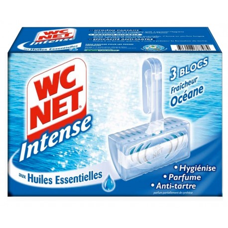 WC Net Intense Bloc WC Aux Huiles Essentielles Fraîcheur Océane (lot de 4 boîtes soit 12 blocs)