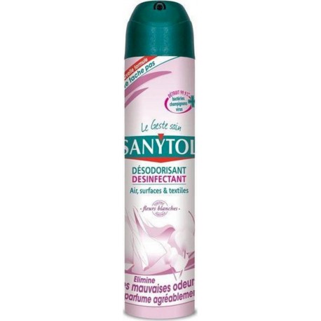 Sanytol Désodorisant Désinfectant Air Surfaces Et Textiles Senteur Fleurs Blanches 300ml (lot de 3)