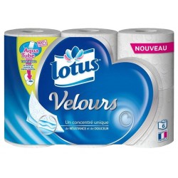 Lotus Velours 6 Rouleaux (lot de 6 packs soit 36 rouleaux)
