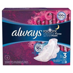 Always Radiant Nuit Serviettes Hygiéniques Taille 3 x8 (lot de 6 paquets soit 48 serviettes)