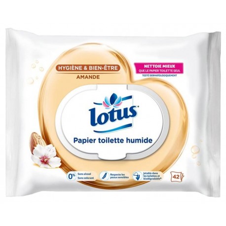 Lotus Papier Toilette Humide Amande 42 Lingettes (lot de 12 paquets soit 504 lingettes)