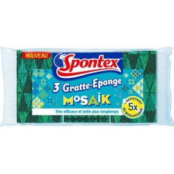 Spontex 3 Gratte-Eponge Mosaik Par 3 (lot de 3 soit 9 éponges)