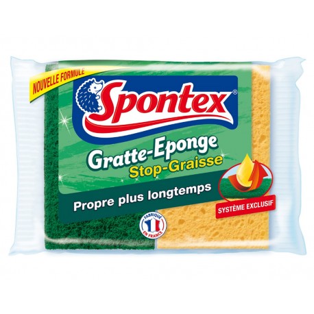Spontex 3 Gratte-Eponge Stop-Graisse Système Exclusif Par 2 (lot de 6 soit 12 éponges)