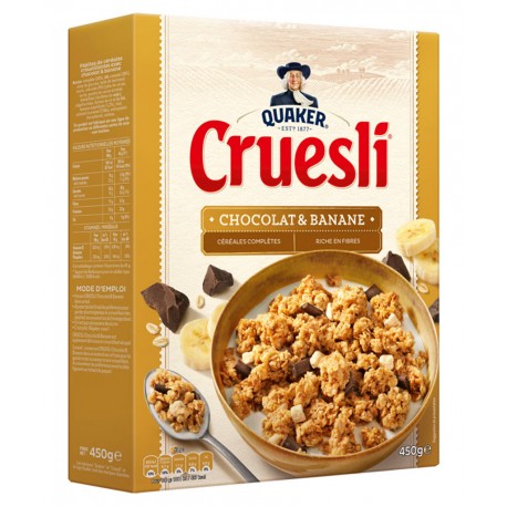 Quaker Cruesli Chocolat Et Banane 450g (lot de 4)