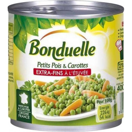 Bonduelle Petits Pois & Carottes Extra Fins à l’Etuvée 400g (lot de 10)