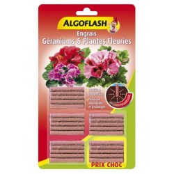 Algoflash Engrais Géraniums et Plantes Fleuries Diffusion Progressive 25 bâtonnets (lot de 3 soit 75 bâtonnets)