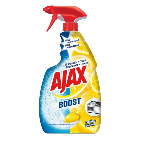 Ajax Boost Nettoyant Ultra Dégraissant Cuisine Bicarbonate et Citron 750ml (lot de 6)