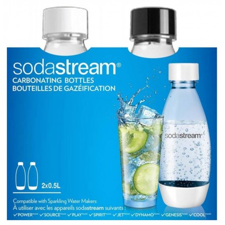 Sodastream Bouteilles de Gazéification Plastique Blanche et Noire 2x0,5L 3000047