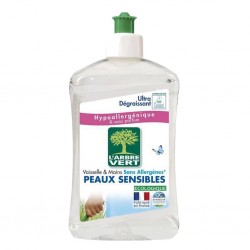 L'Arbre Vert L’Arbre Vert Vaisselle & Mains Sans Allergènes et Sans Parfum Peaux Sensibles Ultra Dégraissant 500ml (lot de 8)