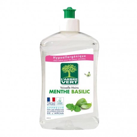 L'Arbre Vert L’Arbre Vert Vaisselle & Mains Hypoallergénique à la Menthe et au Basilic 500ml (lot de 8)