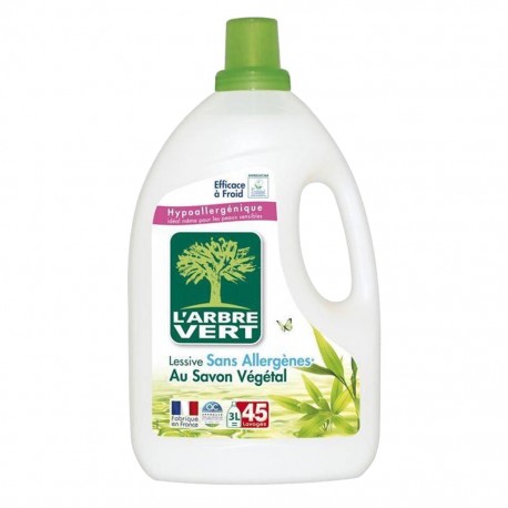 L'Arbre Vert L’Arbre Vert Hypoallergénique Lessive Sans Allergènes au Savon Végétal 3L (lot de 2)