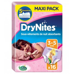 Huggies DryNites Sous-Vêtements de Nuit Absorbants (fille 3-5ans) x16 (lot de 2 soit 32 sous-vêtements)